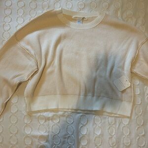 Altar'd State Cream Ribbed Crew Neck Sweater